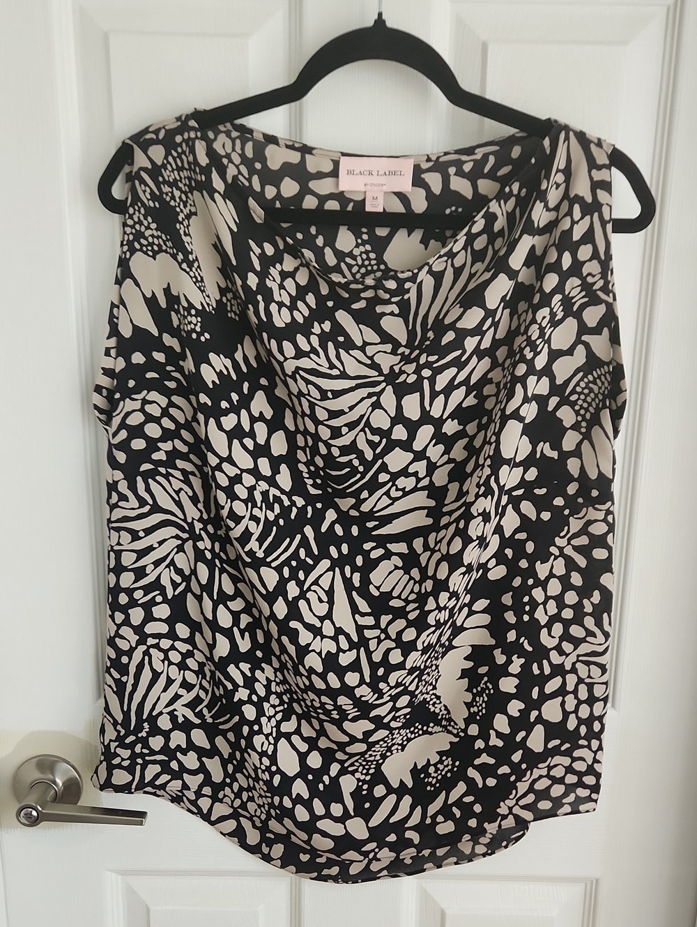 Black Label Black & Cream Sleeveless Silk Top